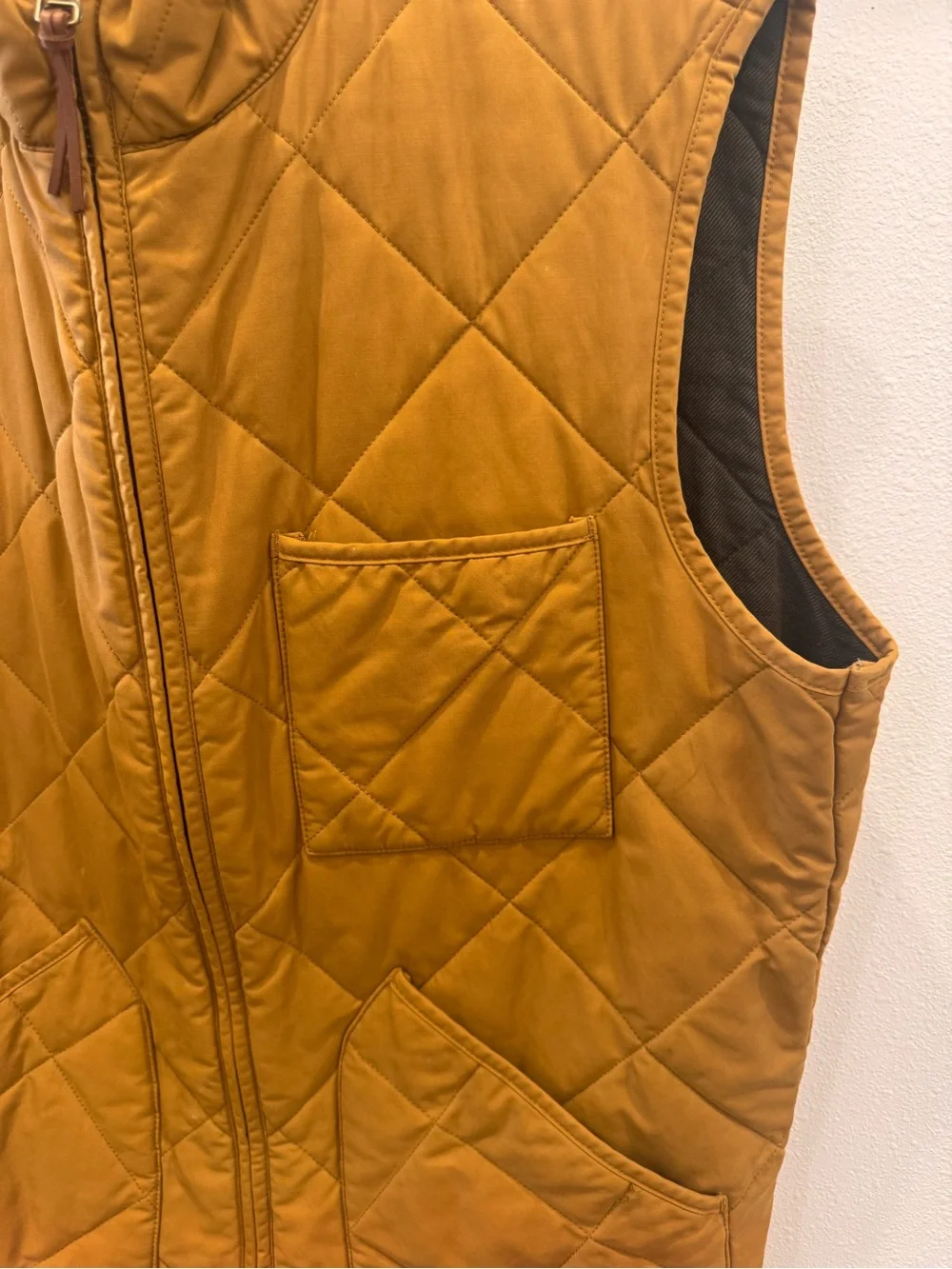 J Crew Quilted Men's Vest in Caramel Brown